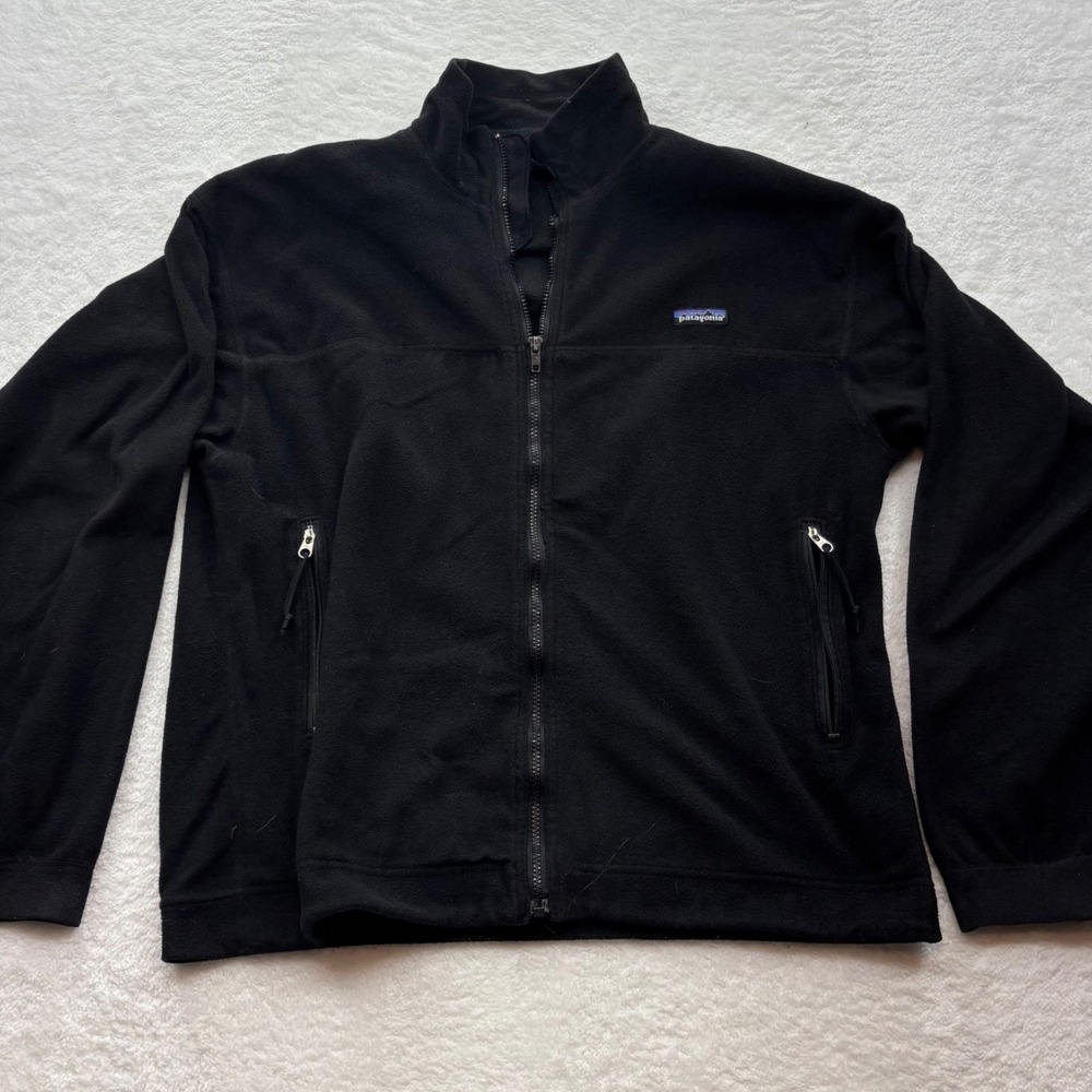 Patagonia Synchilla Full Zip Fleece Jacket Black XL Made in USA Women Mock Neck